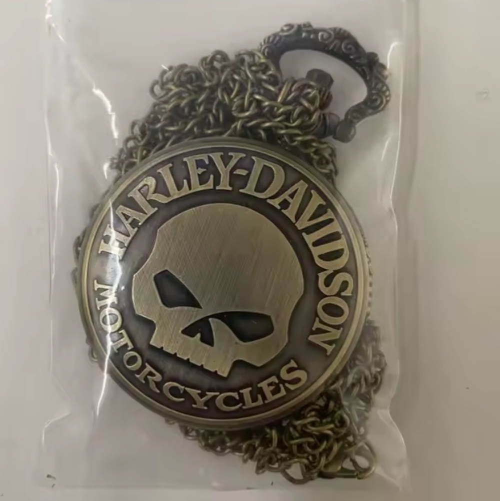 Harley Davidson Bike Biker Willie G Bronze Color Quartz Pocket Watch
